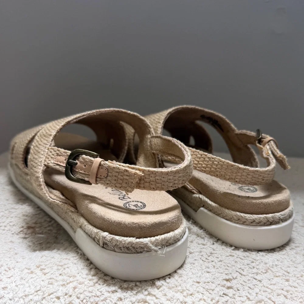 Bella Vita Woven Raffia Platform Slingback Sandals Beige 9M New in Box